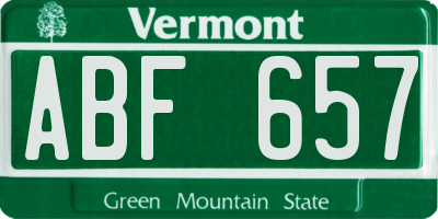 VT license plate ABF657