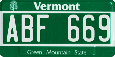 VT license plate ABF669