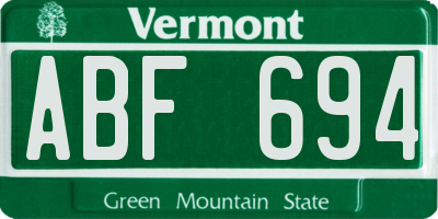 VT license plate ABF694