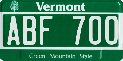 VT license plate ABF700