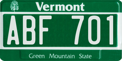 VT license plate ABF701