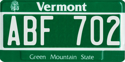 VT license plate ABF702