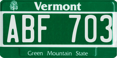 VT license plate ABF703