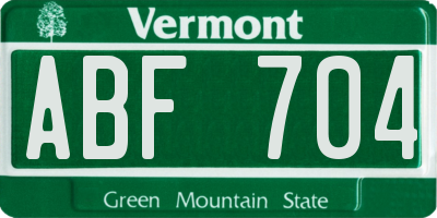 VT license plate ABF704