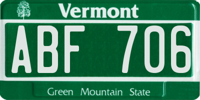 VT license plate ABF706