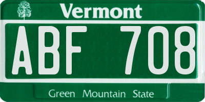 VT license plate ABF708