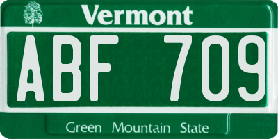 VT license plate ABF709