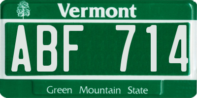 VT license plate ABF714