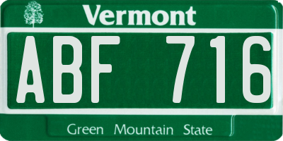 VT license plate ABF716