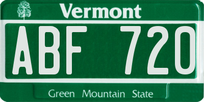 VT license plate ABF720