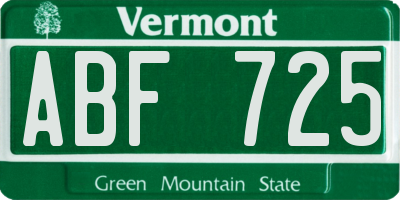 VT license plate ABF725