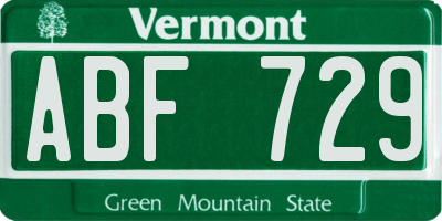 VT license plate ABF729