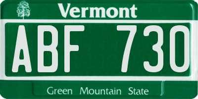 VT license plate ABF730