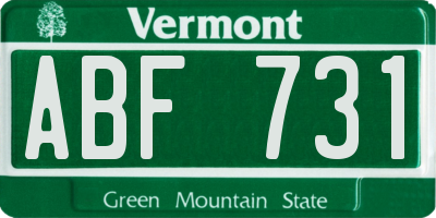 VT license plate ABF731