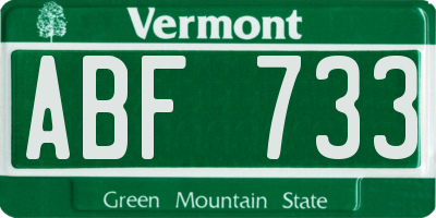 VT license plate ABF733