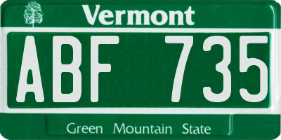 VT license plate ABF735