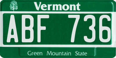 VT license plate ABF736