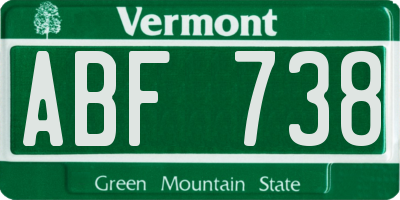 VT license plate ABF738