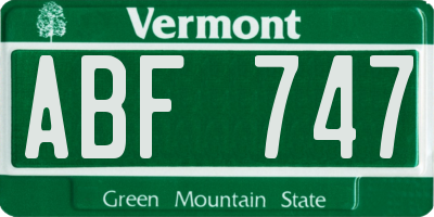 VT license plate ABF747