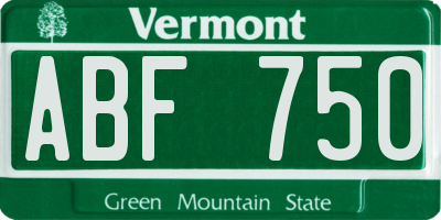 VT license plate ABF750