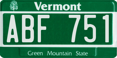 VT license plate ABF751