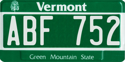 VT license plate ABF752