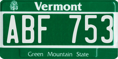 VT license plate ABF753