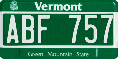 VT license plate ABF757