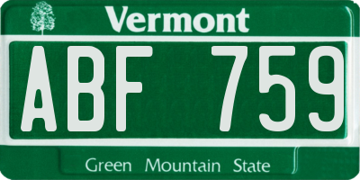 VT license plate ABF759