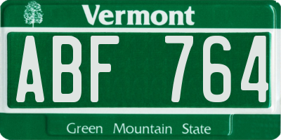 VT license plate ABF764