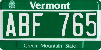 VT license plate ABF765