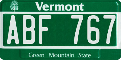 VT license plate ABF767