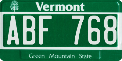 VT license plate ABF768