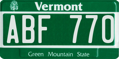 VT license plate ABF770