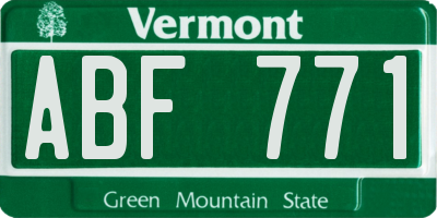 VT license plate ABF771