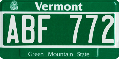 VT license plate ABF772