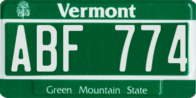 VT license plate ABF774