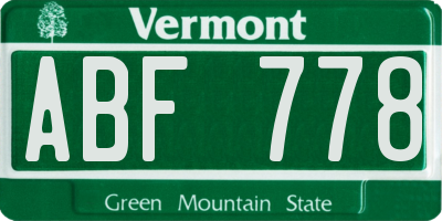 VT license plate ABF778