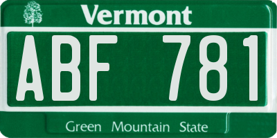 VT license plate ABF781