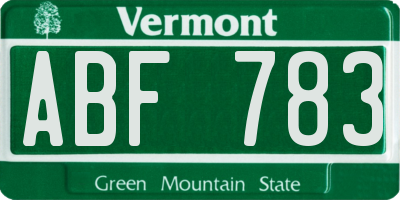 VT license plate ABF783