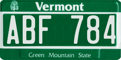 VT license plate ABF784