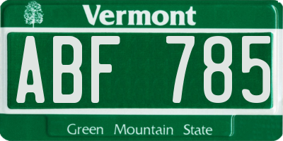 VT license plate ABF785