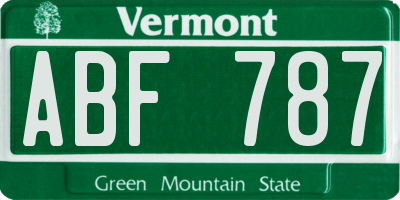 VT license plate ABF787