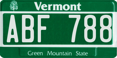 VT license plate ABF788