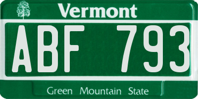 VT license plate ABF793