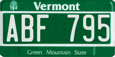 VT license plate ABF795