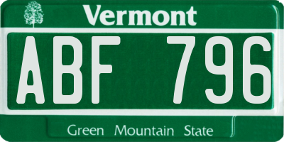 VT license plate ABF796