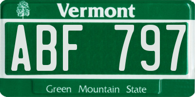 VT license plate ABF797