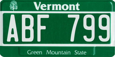 VT license plate ABF799