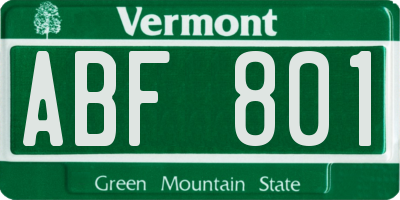 VT license plate ABF801